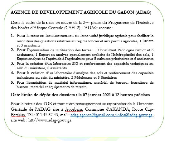 AGENCE DE DEVELOPPEMENT AGRICOLE DU GABON (ADAG) - CAFI 2